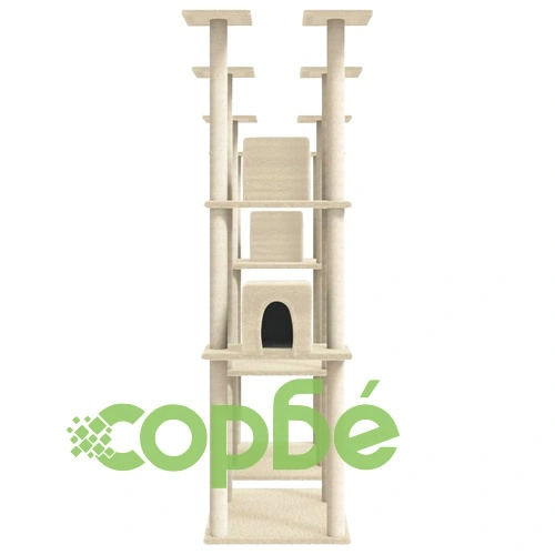 Котешко дърво със сизалени стълбове, кремаво, 174 см ➤ топ цена ➤ sorbe.bg