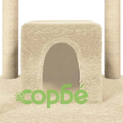 Котешко дърво със сизалени стълбове, кремаво, 174 см ➤ топ цена ➤ sorbe.bg