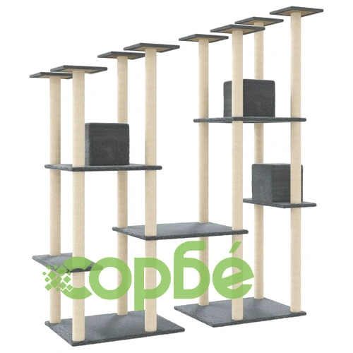 Котешко дърво със сизалени стълбове, тъмносиво, 174 см ➤ топ цена ➤ sorbe.bg