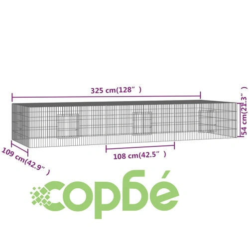 Клетка за зайци, 3 панела, 325x109x54 см, поцинковано желязо ➤ топ цена ➤ sorbe.bg