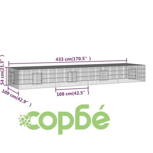 Клетка за зайци, 4 панела, 433x109x54 см, поцинковано желязо ➤ топ цена ➤ sorbe.bg