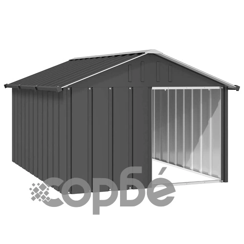 Кучешка къща антрацит 116,5x153x81,5 см поцинкована стомана ➤ топ цена ➤ sorbe.bg