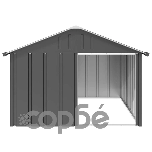 Кучешка къща антрацит 116,5x153x81,5 см поцинкована стомана ➤ топ цена ➤ sorbe.bg