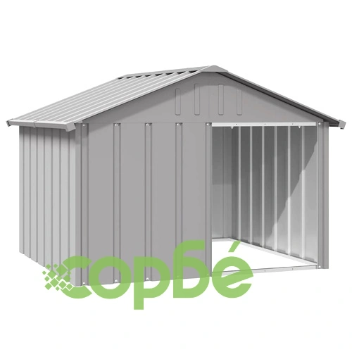 Кучешка къща сива 116,5x103x81,5 см поцинкована стомана ➤ топ цена ➤ sorbe.bg