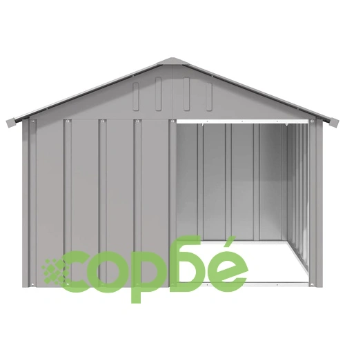 Кучешка къща сива 116,5x103x81,5 см поцинкована стомана ➤ топ цена ➤ sorbe.bg