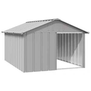 Кучешка къща сива 116,5x153x81,5 см поцинкована стомана