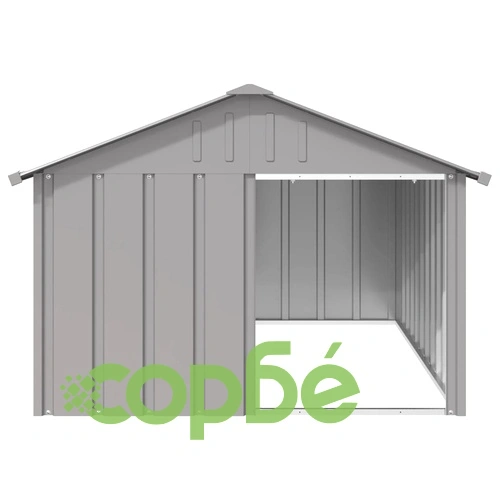 Кучешка къща сива 116,5x153x81,5 см поцинкована стомана ➤ топ цена ➤ sorbe.bg