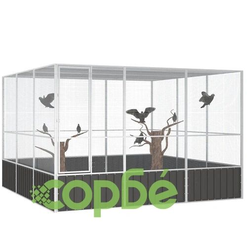 Волиера антрацит 302,5x324,5x211,5 см поцинкована стомана ➤ топ цена ➤ sorbe.bg