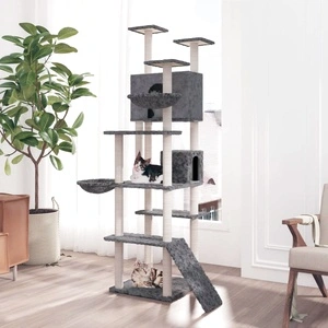 Котешко дърво със сизалени стълбове, тъмносиво, 191 см