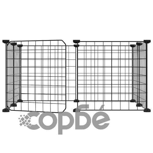 Клетка за животни с врата, 8 панела, черна, 35x35 см, стомана ➤ топ цена ➤ sorbe.bg