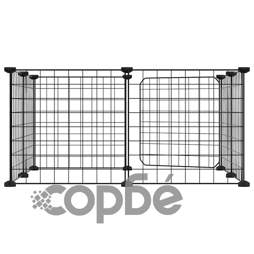 Клетка за животни с врата, 8 панела, черна, 35x35 см, стомана ➤ топ цена ➤ sorbe.bg