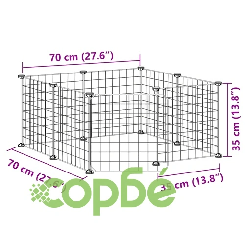 Клетка за животни с врата, 8 панела, черна, 35x35 см, стомана ➤ топ цена ➤ sorbe.bg