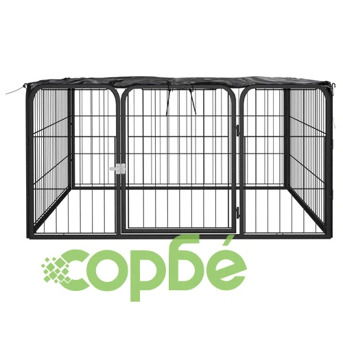 Заграждение за куче 4 панела черно 100x50 см прахово боядисано ➤ топ цена ➤ sorbe.bg