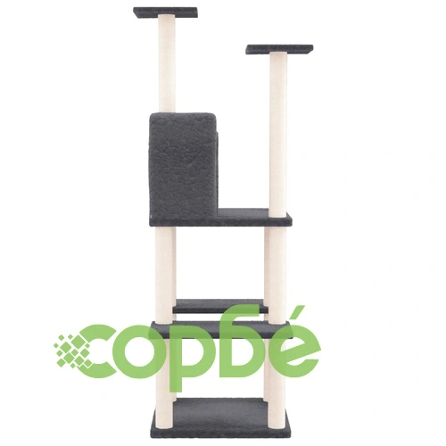 Котешко дърво със сизалени стълбове, тъмносиво, 144,5 см ➤ топ цена ➤ sorbe.bg