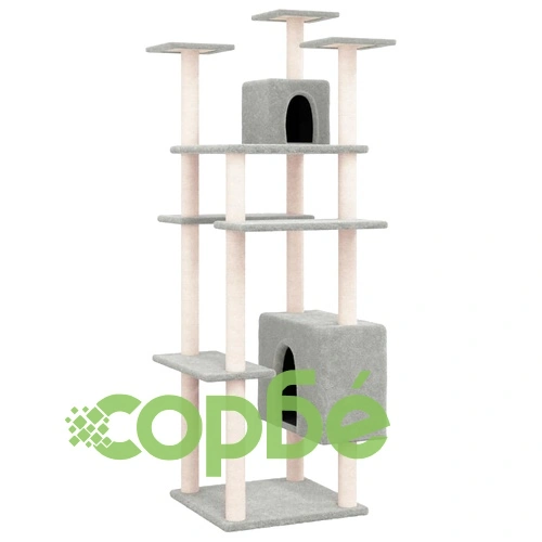 Котешко дърво със сизалени стълбове, светлосиво, 162 см ➤ топ цена ➤ sorbe.bg