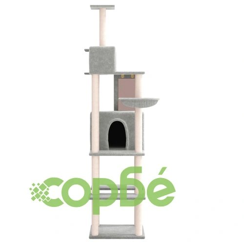 Котешко дърво със сизалени стълбове, светлосиво, 201 см ➤ топ цена ➤ sorbe.bg