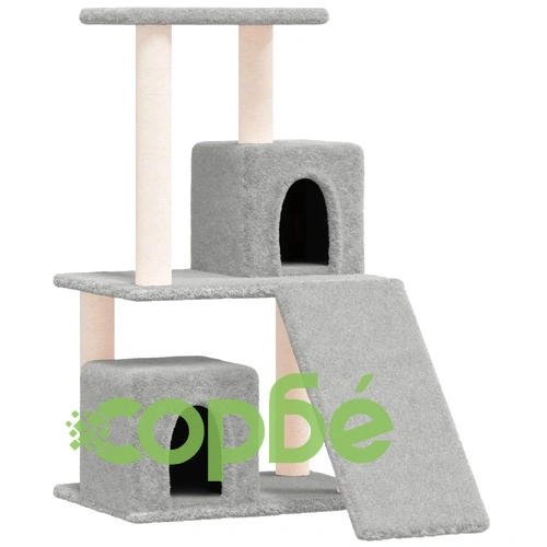 Котешко дърво със сизалени стълбове, светлосиво, 82 см ➤ топ цена ➤ sorbe.bg