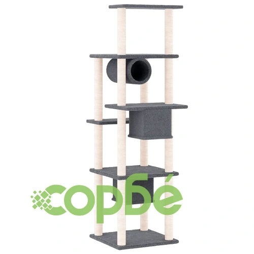 Котешко дърво със сизалени стълбове, тъмносиво, 169 см ➤ топ цена ➤ sorbe.bg