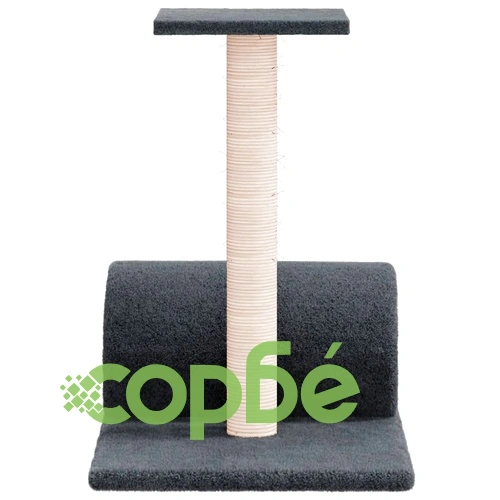 Котешки стълб за драскане с тунел, тъмносив, 60x34,5x50 см ➤ топ цена ➤ sorbe.bg