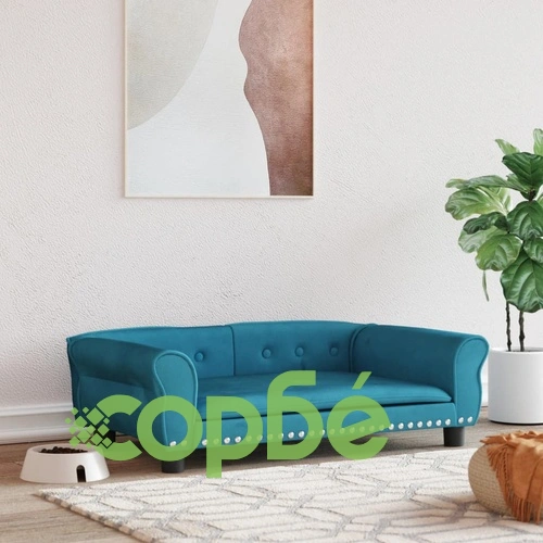 Кучешко легло синьо 95x55x30 см кадифе ➤ топ цена ➤ sorbe.bg