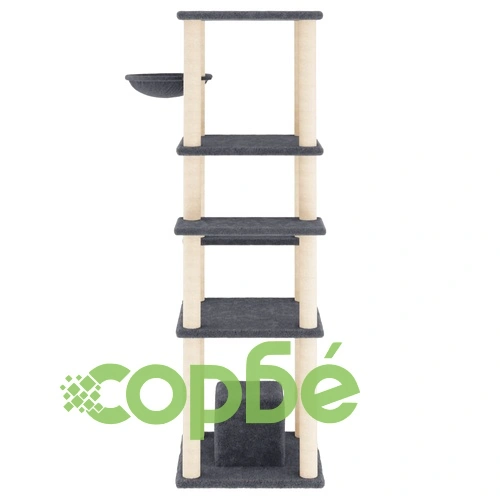 Котешко дърво със сизалени стълбове, тъмносиво, 154 см ➤ топ цена ➤ sorbe.bg