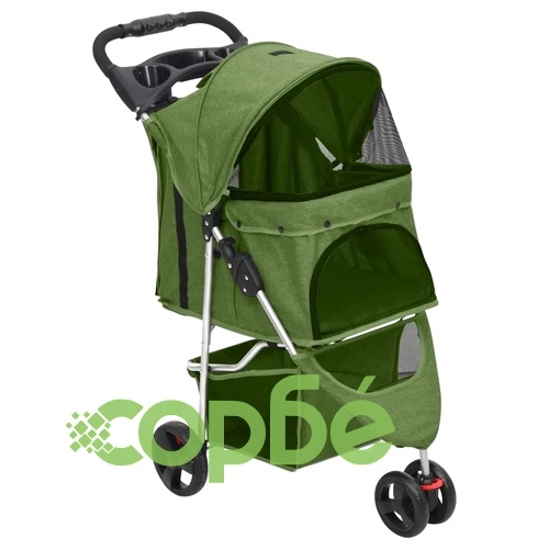 Сгъваема количка за кучета зелена 80x46x98 см Оксфорд плат ➤ топ цена ➤ sorbe.bg