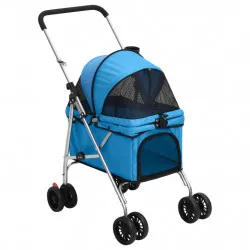 Сгъваема количка за кучета синя 76x50x100 см Оксфорд плат