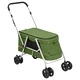 Сгъваема количка за кучета, зелена, 100x49x96 см, ленен плат