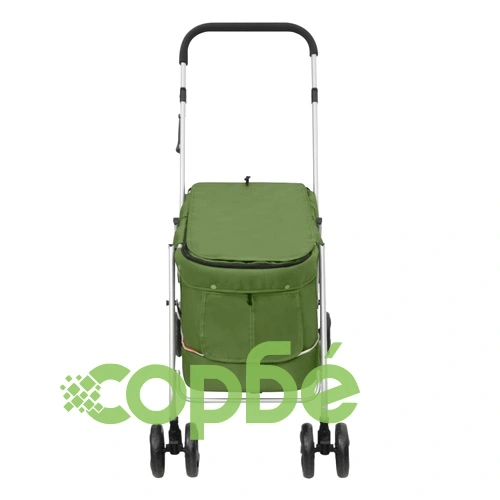 Сгъваема количка за кучета, зелена, 100x49x96 см, ленен плат ➤ топ цена ➤ sorbe.bg