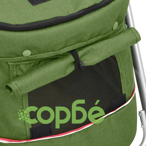 Сгъваема количка за кучета, зелена, 100x49x96 см, ленен плат ➤ топ цена ➤ sorbe.bg