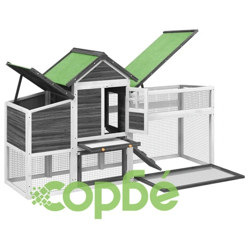 Кокошарник сив 186,5x58,5x113 см бор масив ➤ топ цена ➤ sorbe.bg