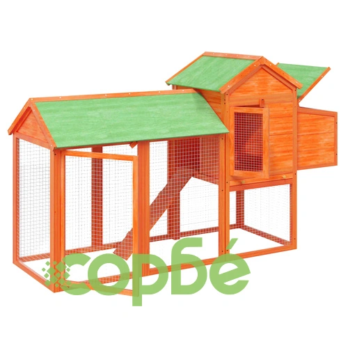 Кокошарник кафяв 193x65x117 см бор масив ➤ топ цена ➤ sorbe.bg