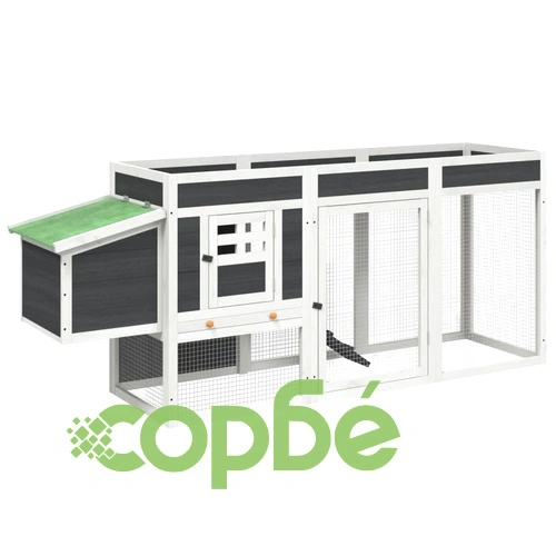 Кокошарник сив 204x50x84 см бор масив ➤ топ цена ➤ sorbe.bg