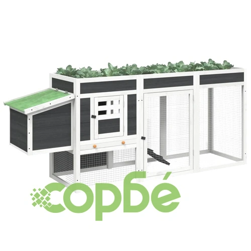 Кокошарник сив 204x50x84 см бор масив ➤ топ цена ➤ sorbe.bg