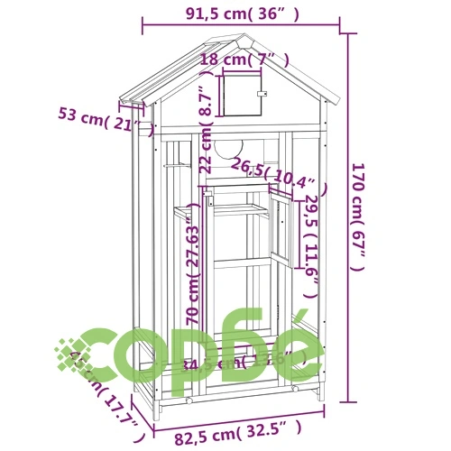 Къщичка за птици кафява 91,5x53x170 см масивна чамова дървесина ➤ топ цена ➤ sorbe.bg