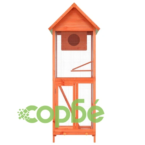 Къщичка за птици кафява 60x58,5x160 см масивна чамова дървесина ➤ топ цена ➤ sorbe.bg