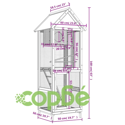 Къщичка за птици кафява 60x58,5x160 см масивна чамова дървесина ➤ топ цена ➤ sorbe.bg