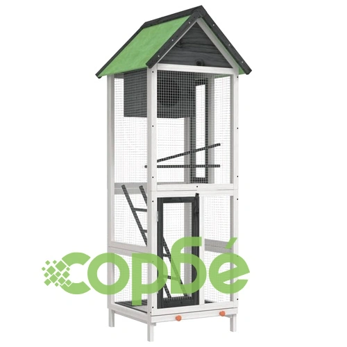 Къщичка за птици сива 60x58,5x160 см масивна чамова дървесина ➤ топ цена ➤ sorbe.bg