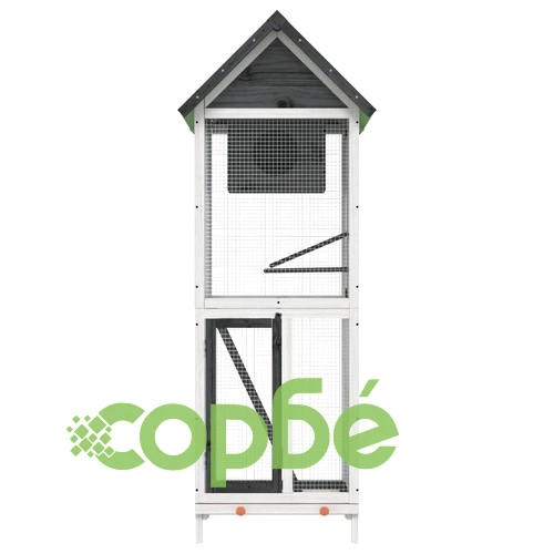 Къщичка за птици сива 60x58,5x160 см масивна чамова дървесина ➤ топ цена ➤ sorbe.bg