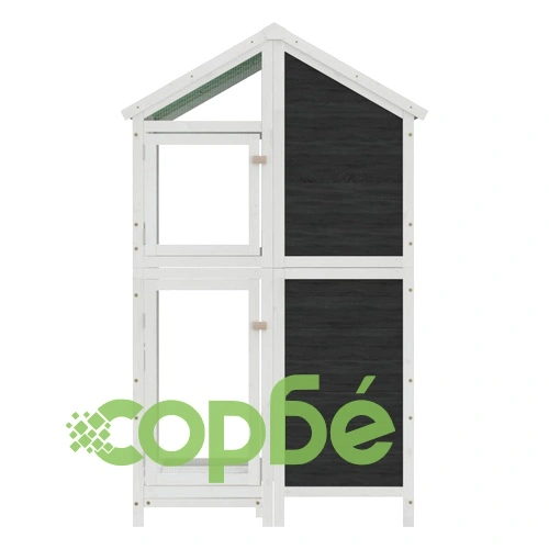 Къщичка за птици сива 97x81x152 см масивна чамова дървесина ➤ топ цена ➤ sorbe.bg