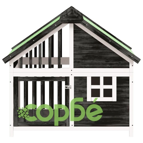 Кучешка колиба, сива, 96x60,5x87 см, бор масив ➤ топ цена ➤ sorbe.bg