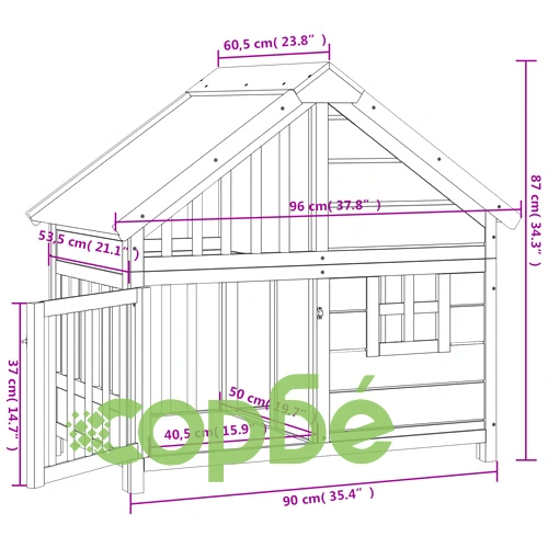 Кучешка колиба, сива, 96x60,5x87 см, бор масив ➤ топ цена ➤ sorbe.bg