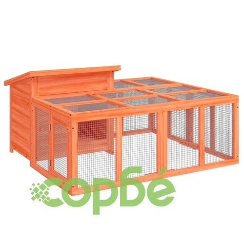 Клетка за зайци кафява 144x123x67,5 см борово дърво масив ➤ топ цена ➤ sorbe.bg