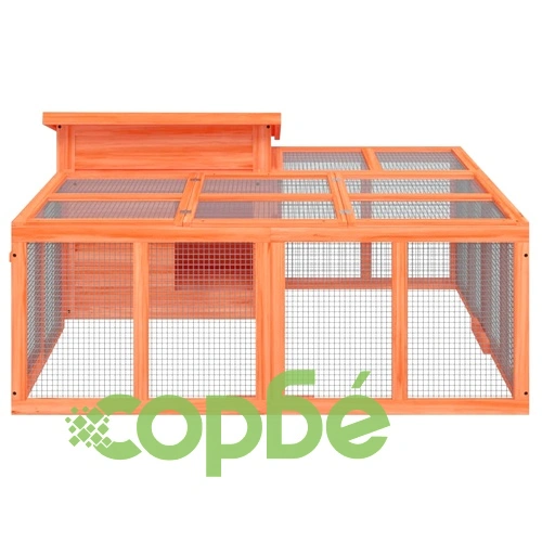 Клетка за зайци кафява 144x123x67,5 см борово дърво масив ➤ топ цена ➤ sorbe.bg