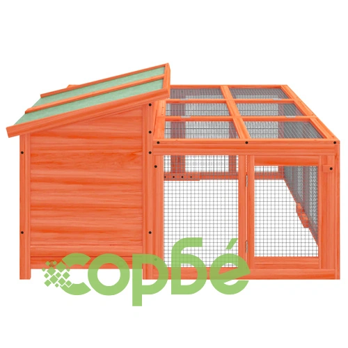 Клетка за зайци кафява 144x123x67,5 см борово дърво масив ➤ топ цена ➤ sorbe.bg