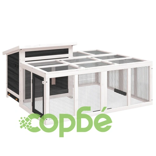 Клетка за зайци сива 144x123x67,5 см борово дърво масив ➤ топ цена ➤ sorbe.bg