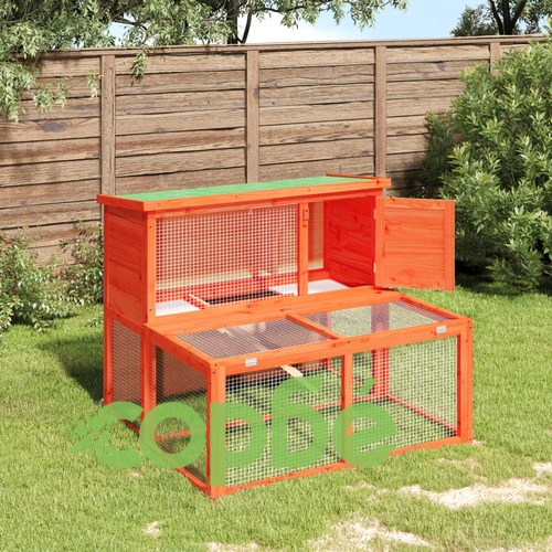 Клетка за зайци кафява 102x90x84,5 см борово дърво масив ➤ топ цена ➤ sorbe.bg