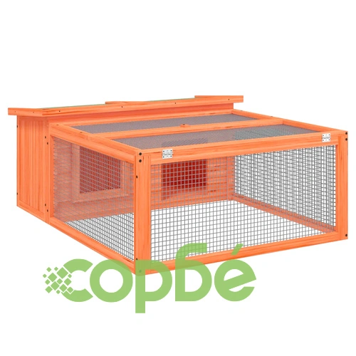 Клетка за зайци кафява 117,5x97x47,5 см борово дърво масив ➤ топ цена ➤ sorbe.bg