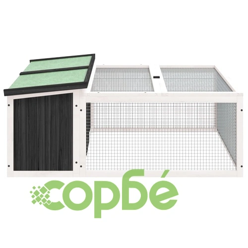 Клетка за зайци сива 117,5x97x47,5 см борово дърво масив ➤ топ цена ➤ sorbe.bg