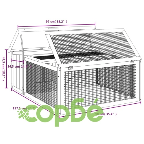 Клетка за зайци сива 117,5x97x47,5 см борово дърво масив ➤ топ цена ➤ sorbe.bg
